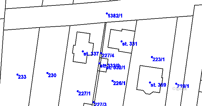 Parcela st. 227/4 v KÚ Slavkov pod Hostýnem, Katastrální mapa