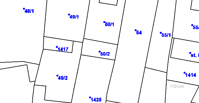 Parcela st. 50/2 v KÚ Slavkov pod Hostýnem, Katastrální mapa