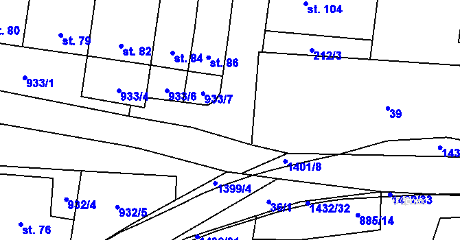 Parcela st. 933/5 v KÚ Slavkov pod Hostýnem, Katastrální mapa