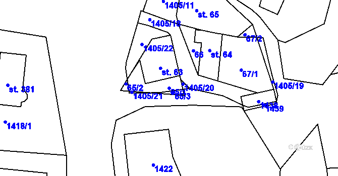 Parcela st. 65/1 v KÚ Slavkov pod Hostýnem, Katastrální mapa