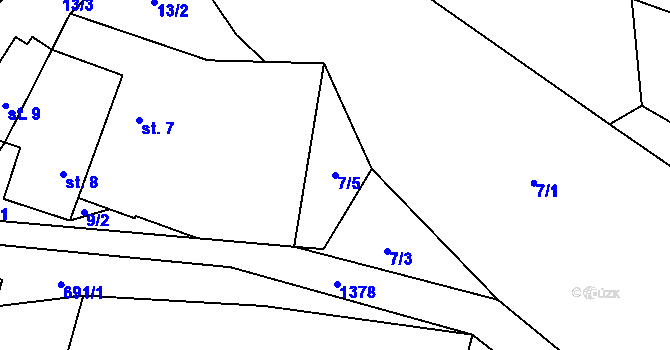 Parcela st. 7/5 v KÚ Slavkov pod Hostýnem, Katastrální mapa