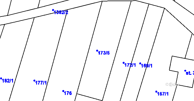 Parcela st. 173/5 v KÚ Slavkov pod Hostýnem, Katastrální mapa