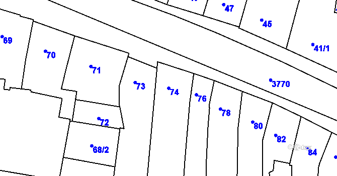 Parcela st. 74 v KÚ Slavkov u Brna, Katastrální mapa