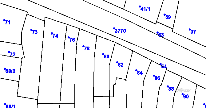Parcela st. 80 v KÚ Slavkov u Brna, Katastrální mapa