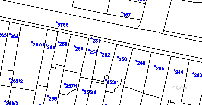 Parcela st. 252 v KÚ Slavkov u Brna, Katastrální mapa