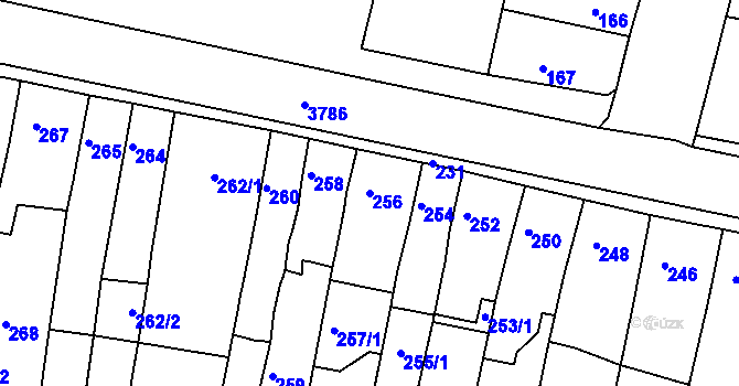 Parcela st. 256 v KÚ Slavkov u Brna, Katastrální mapa