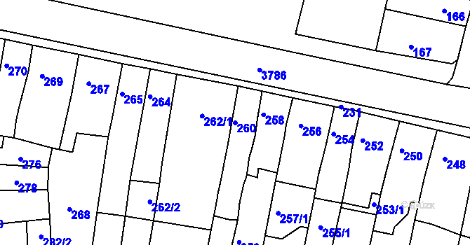 Parcela st. 260 v KÚ Slavkov u Brna, Katastrální mapa