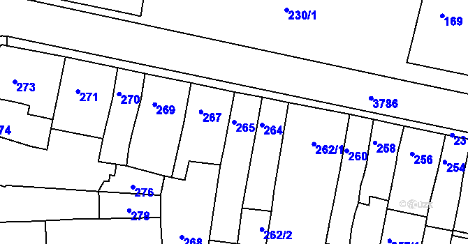 Parcela st. 265 v KÚ Slavkov u Brna, Katastrální mapa