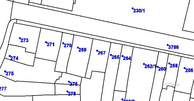 Parcela st. 267 v KÚ Slavkov u Brna, Katastrální mapa