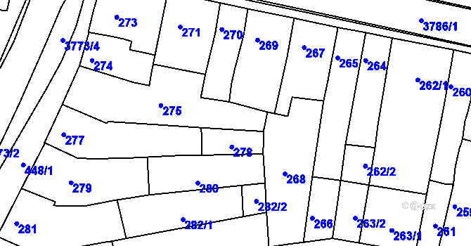 Parcela st. 276 v KÚ Slavkov u Brna, Katastrální mapa