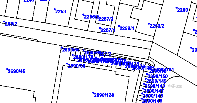 Parcela st. 287/2 v KÚ Slavkov u Brna, Katastrální mapa
