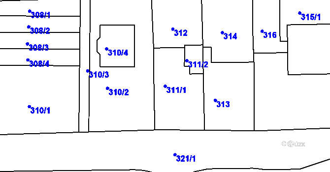 Parcela st. 311/1 v KÚ Slavkov u Brna, Katastrální mapa