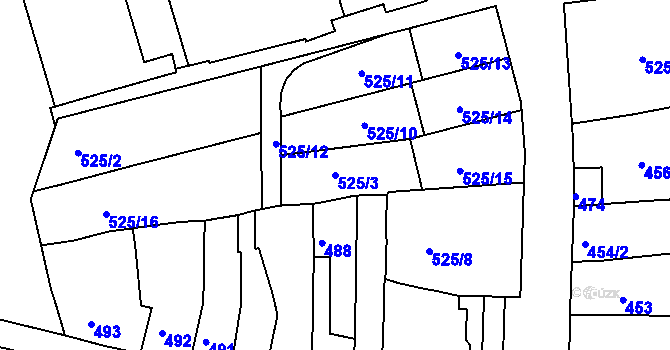 Parcela st. 525/3 v KÚ Slavkov u Brna, Katastrální mapa
