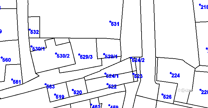 Parcela st. 529/1 v KÚ Slavkov u Brna, Katastrální mapa