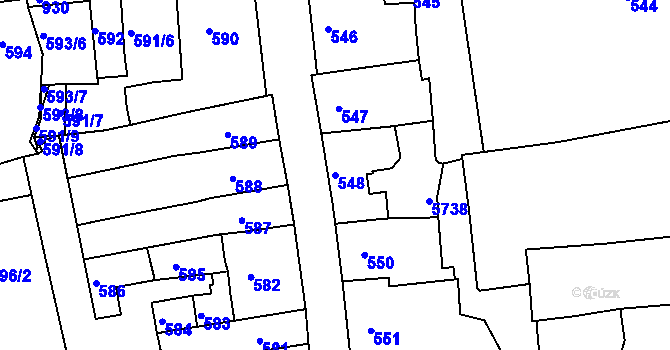 Parcela st. 548 v KÚ Slavkov u Brna, Katastrální mapa