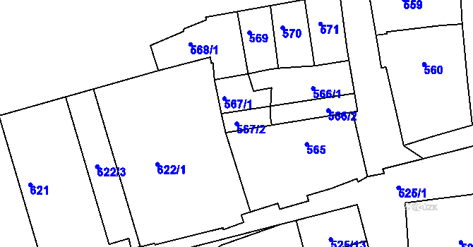 Parcela st. 567/2 v KÚ Slavkov u Brna, Katastrální mapa