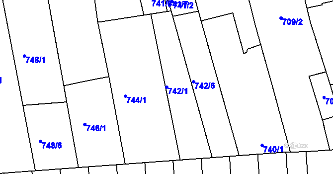 Parcela st. 742/1 v KÚ Slavkov u Brna, Katastrální mapa