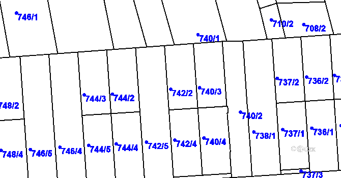 Parcela st. 742/2 v KÚ Slavkov u Brna, Katastrální mapa