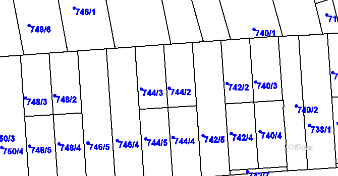 Parcela st. 744/2 v KÚ Slavkov u Brna, Katastrální mapa