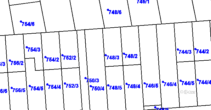 Parcela st. 748/3 v KÚ Slavkov u Brna, Katastrální mapa