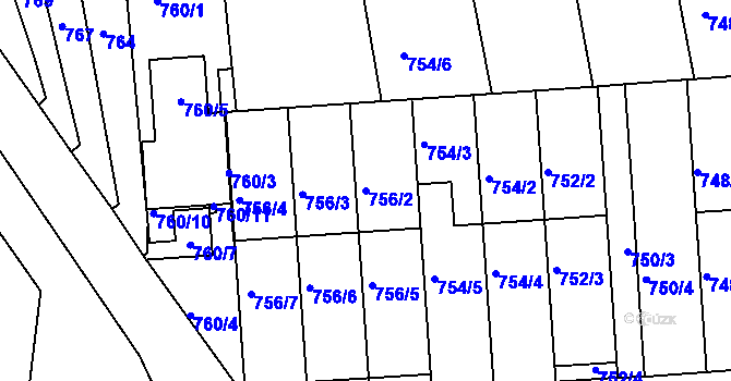Parcela st. 756/2 v KÚ Slavkov u Brna, Katastrální mapa