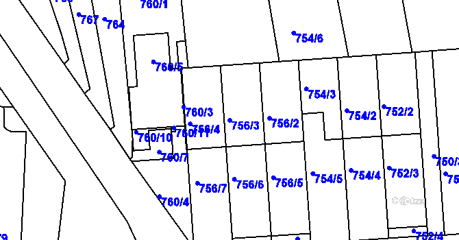 Parcela st. 756/3 v KÚ Slavkov u Brna, Katastrální mapa