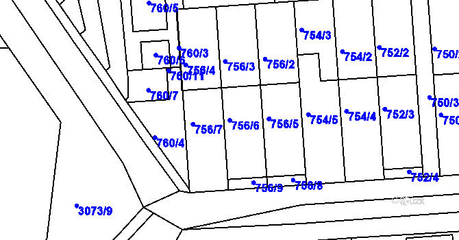 Parcela st. 756/6 v KÚ Slavkov u Brna, Katastrální mapa
