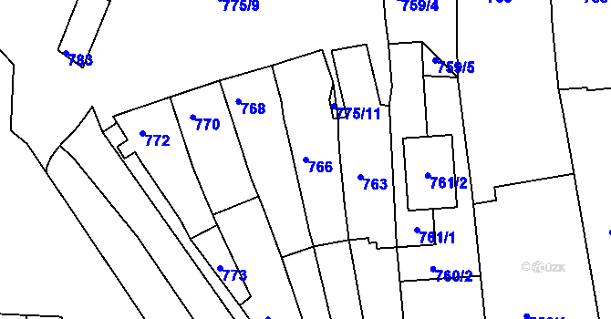 Parcela st. 766 v KÚ Slavkov u Brna, Katastrální mapa
