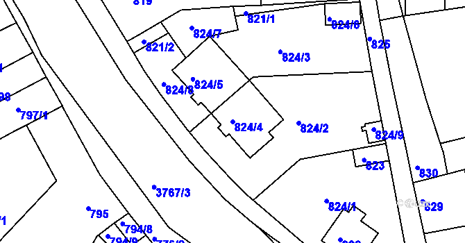 Parcela st. 824/4 v KÚ Slavkov u Brna, Katastrální mapa