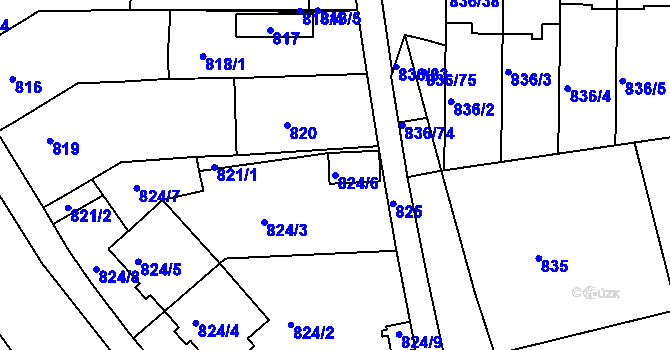 Parcela st. 824/6 v KÚ Slavkov u Brna, Katastrální mapa