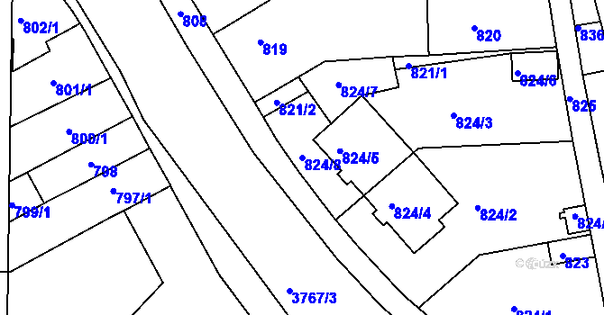 Parcela st. 824/8 v KÚ Slavkov u Brna, Katastrální mapa