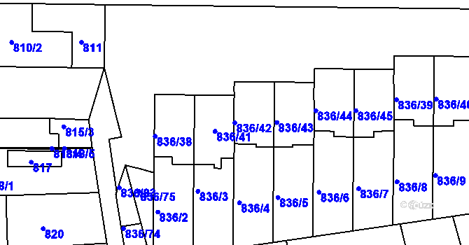 Parcela st. 836/42 v KÚ Slavkov u Brna, Katastrální mapa