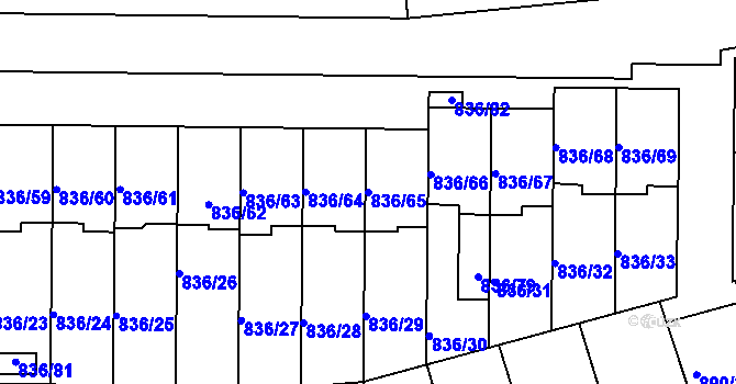 Parcela st. 836/65 v KÚ Slavkov u Brna, Katastrální mapa