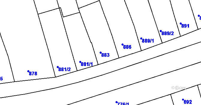 Parcela st. 883 v KÚ Slavkov u Brna, Katastrální mapa