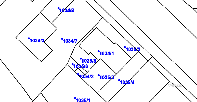 Parcela st. 1034/1 v KÚ Slavkov u Brna, Katastrální mapa