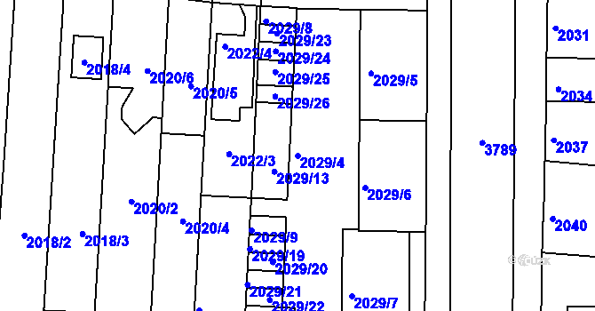 Parcela st. 2029/4 v KÚ Slavkov u Brna, Katastrální mapa