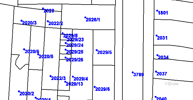 Parcela st. 2029/5 v KÚ Slavkov u Brna, Katastrální mapa