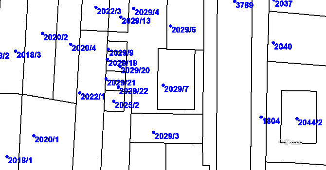 Parcela st. 2029/7 v KÚ Slavkov u Brna, Katastrální mapa
