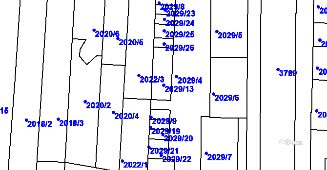 Parcela st. 2029/13 v KÚ Slavkov u Brna, Katastrální mapa