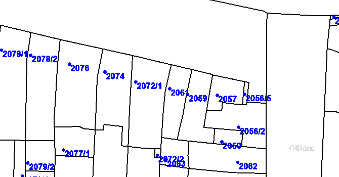 Parcela st. 2061 v KÚ Slavkov u Brna, Katastrální mapa