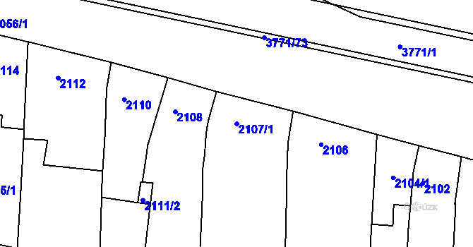 Parcela st. 2107/1 v KÚ Slavkov u Brna, Katastrální mapa