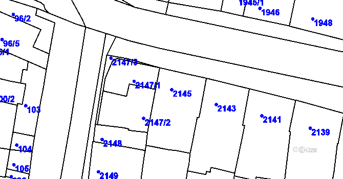 Parcela st. 2145 v KÚ Slavkov u Brna, Katastrální mapa