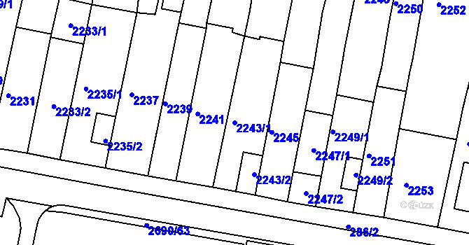 Parcela st. 2243 v KÚ Slavkov u Brna, Katastrální mapa