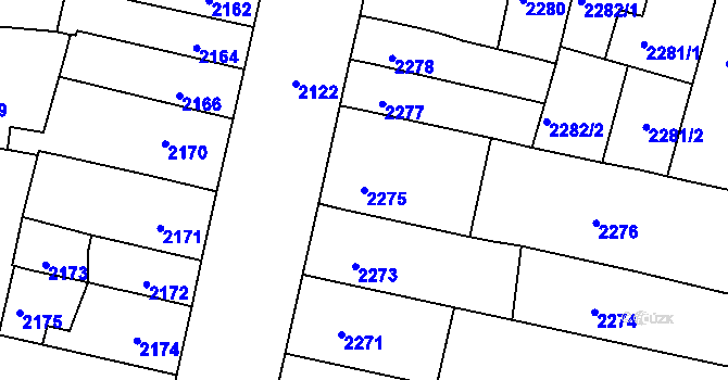 Parcela st. 2275 v KÚ Slavkov u Brna, Katastrální mapa