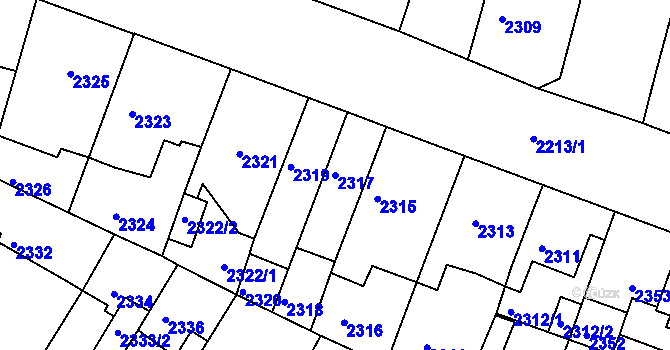 Parcela st. 2317 v KÚ Slavkov u Brna, Katastrální mapa