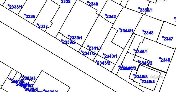 Parcela st. 2341/1 v KÚ Slavkov u Brna, Katastrální mapa