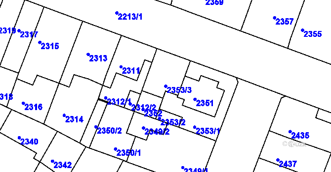 Parcela st. 2353/3 v KÚ Slavkov u Brna, Katastrální mapa
