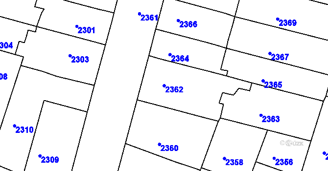 Parcela st. 2362 v KÚ Slavkov u Brna, Katastrální mapa