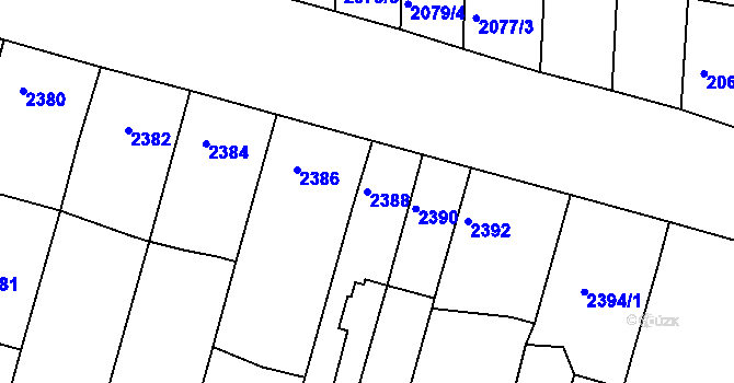 Parcela st. 2388 v KÚ Slavkov u Brna, Katastrální mapa