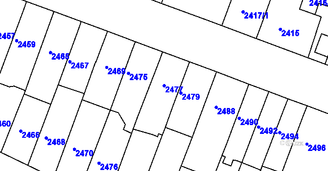 Parcela st. 2477 v KÚ Slavkov u Brna, Katastrální mapa
